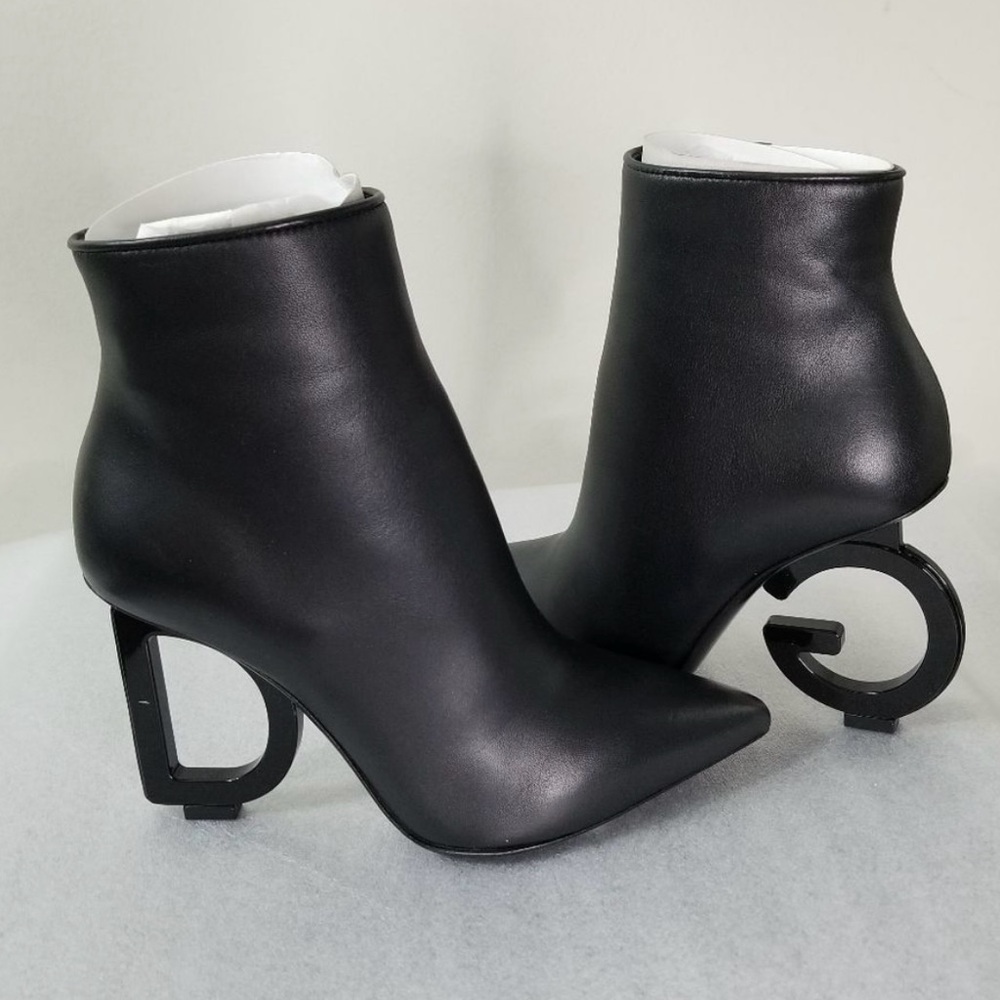 Dolce & Gabbana Black Ankle Boots with Sculptural Heel